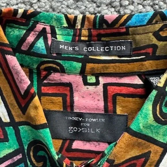 Vintage Timney Fowler for Go Silk Button-Up Colorful Shirt Mens S- Excel. Cond. - Picture 4 of 11